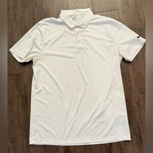 Nike Men's White Polo Shirt with Black Logo